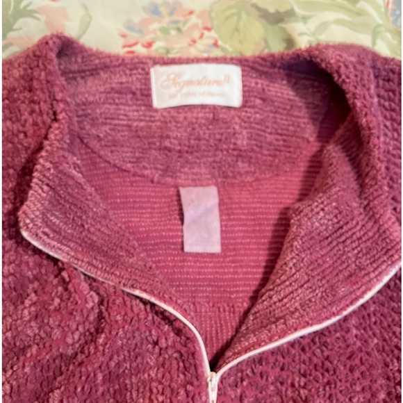 STAN HERMAN Chenille Robe Rose Pink Size XL Vintage Half-Zip Pockets Soft Cozy - Picture 14 of 14